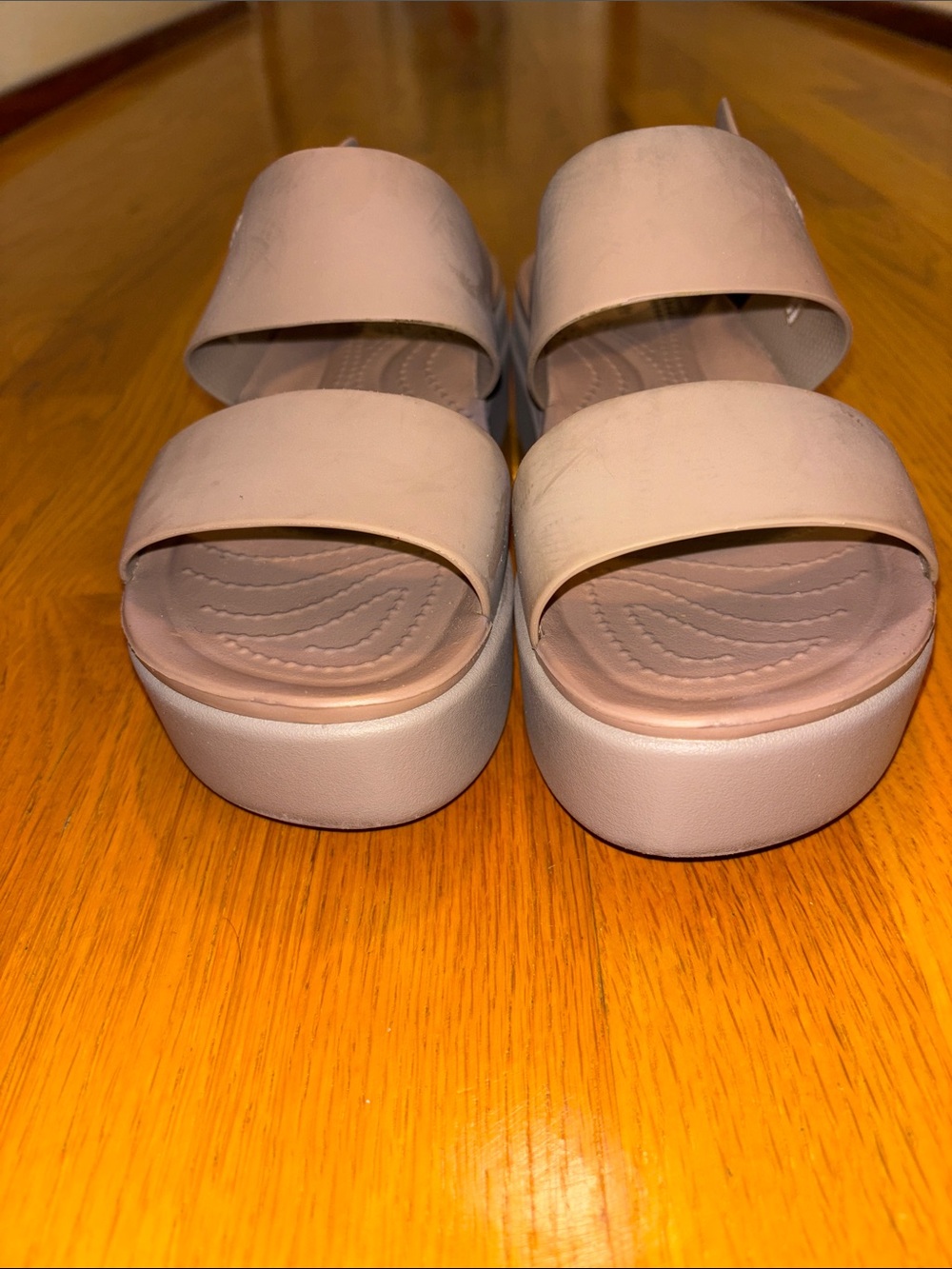 CROCS Women’s Taupe Brooklyn Wedge Sandals - Picture 2 of 3